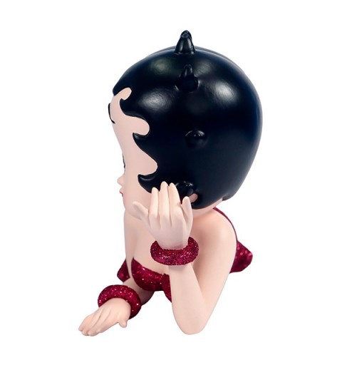 Betty Boop lying down, wearing a fuchsia pink dress