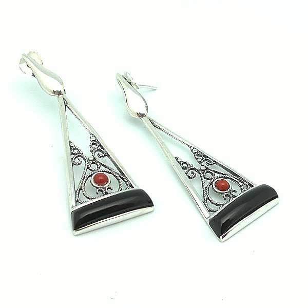 Earrings Sterling silver and jet black
