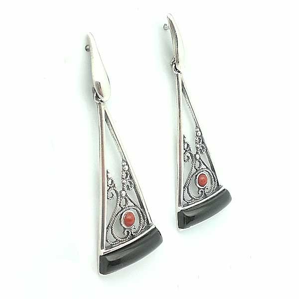 Earrings Sterling silver and jet black