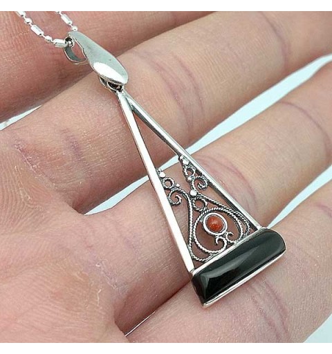 Pendant Sterling Silver and Jet.