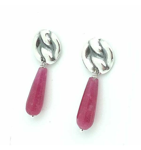 Earrings Sterling Silver and Red Quartz