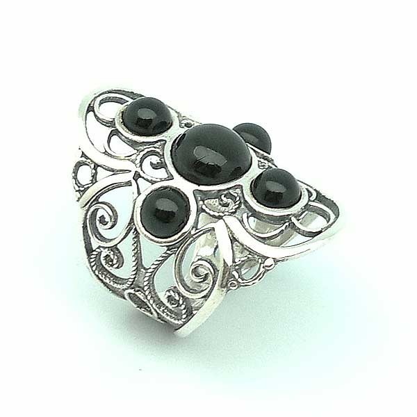 Ring Sterling Silver and Jet