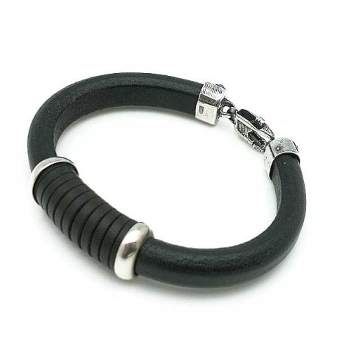 Bracelet in Sterling Silver and Leather
