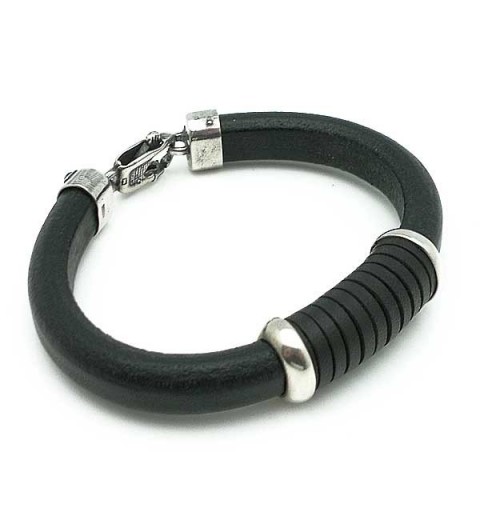 Bracelet in Sterling Silver and Leather
