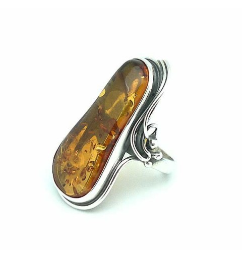 Ring Sterling Silver and Amber