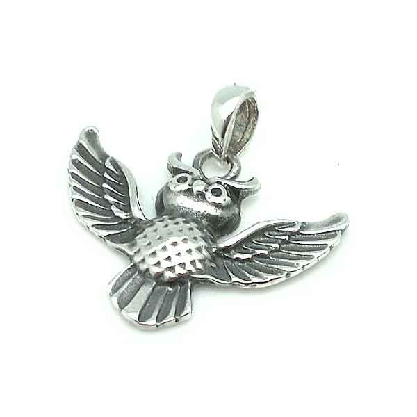 Lucky Owl Pendant in Sterling Silver