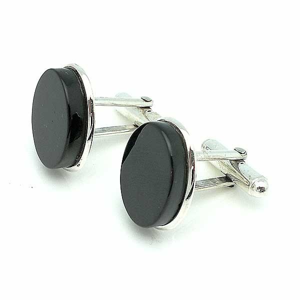 Silver and jet Cufflinks