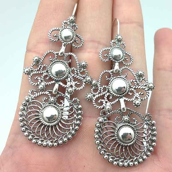 Long earrings, old silver