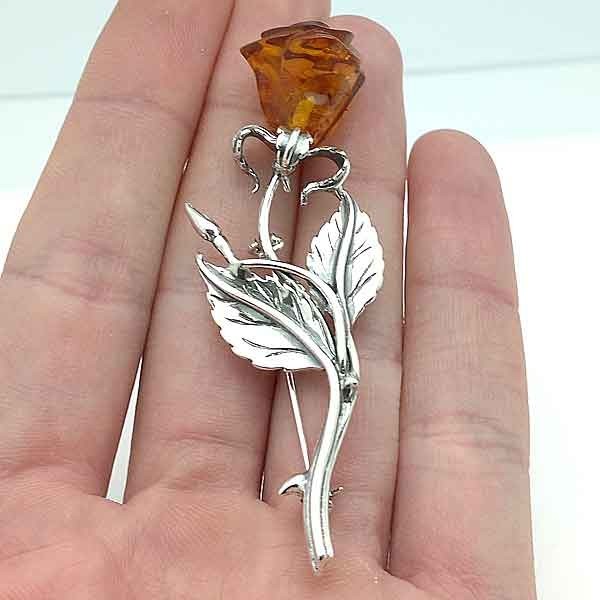  Amber Flower Brooch