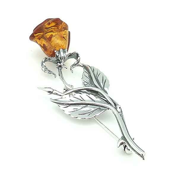  Amber Flower Brooch