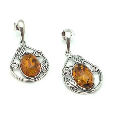 Silver and amber earrings