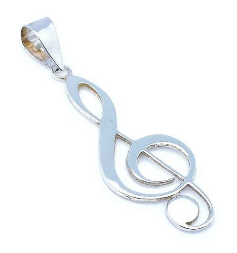 Silver pendant, treble clef