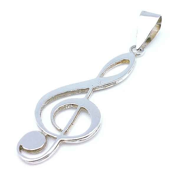 Silver pendant, treble clef