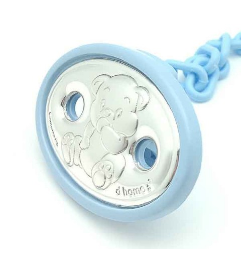 Holds blue pacifier